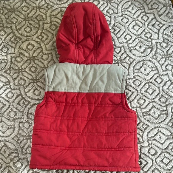 Appaman Mini Red and Gray Puffer Vest with Hood 6-12 months